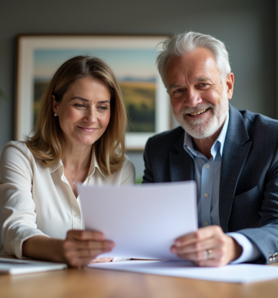 Couple d'adultes en réunion immobiliere professionnelle
