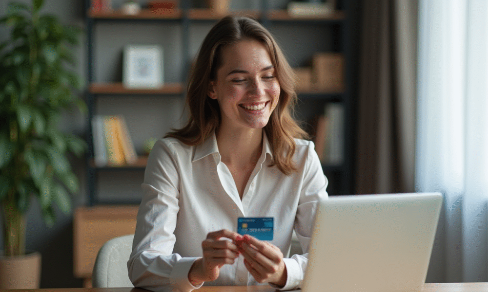 Jeune femme utilisant une carte digitale dans un appartement moderne