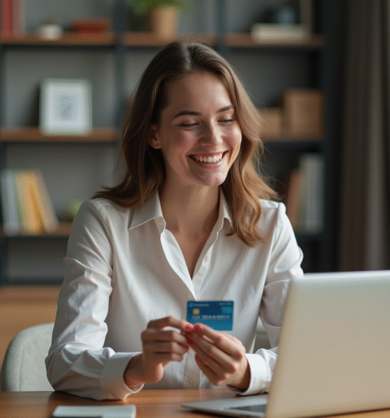 Jeune femme utilisant une carte digitale dans un appartement moderne