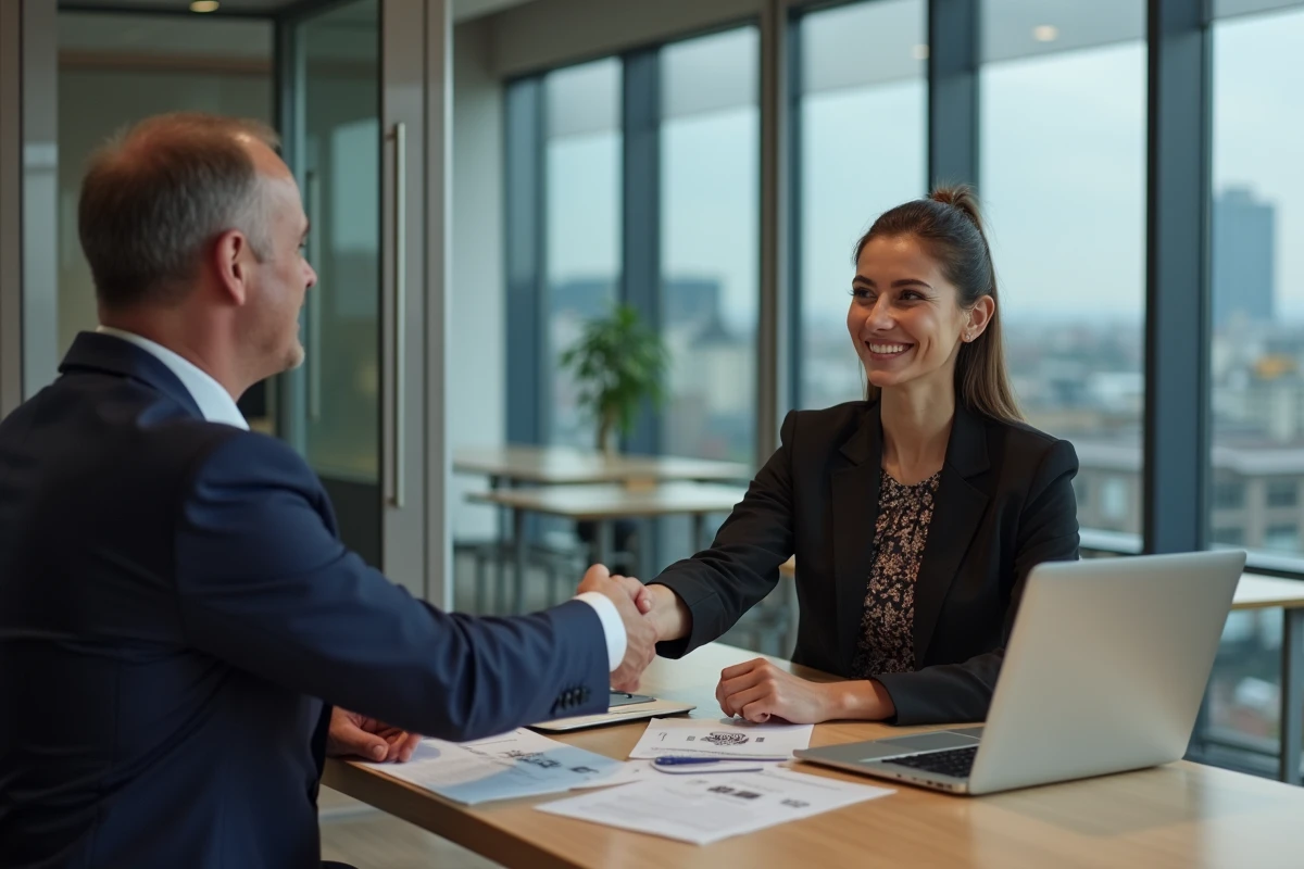 Jeune femme professionnelle serrant la main d